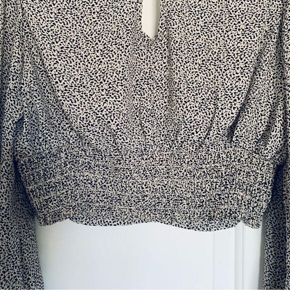 Sienna Sky Leopard Print Satin/Silk Cropped Blouse | Size: L - Picture 8 of 8